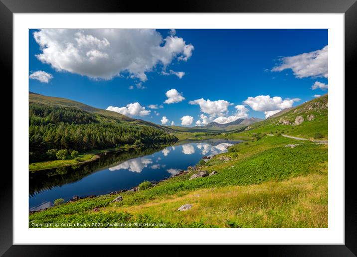 Snowdon From Mymbyr Lakes Snowdonia Framed Mounted Print by Adrian Evans