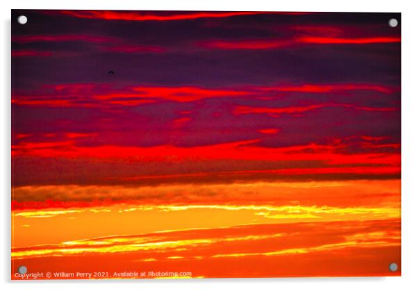 Colorful Sunset Ocean Canon Beach Oregon Acrylic by William Perry