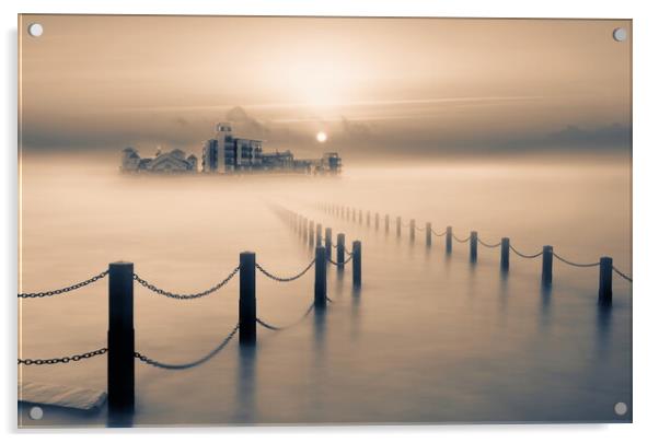 Island in the Mist Acrylic by David Neighbour