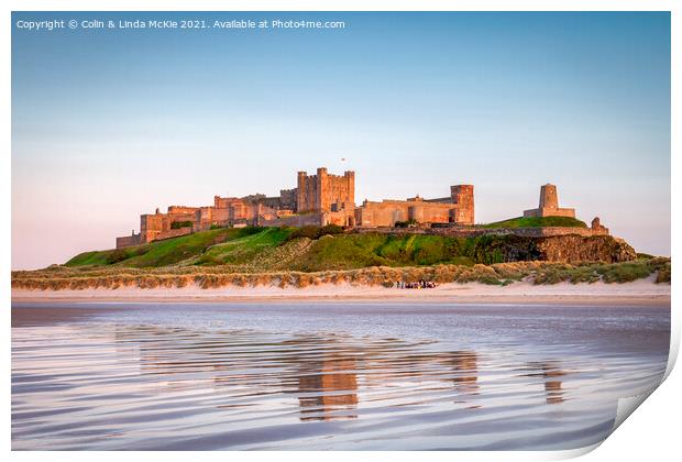 Evening, Bamburgh Castle Print by Colin & Linda McKie