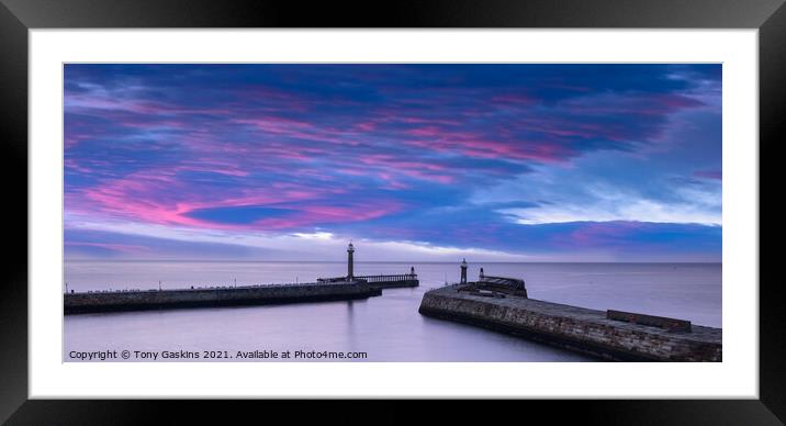 Red Sky At Night, Whitby Harbour, North Yorkshire Framed Mounted Print by Tony Gaskins