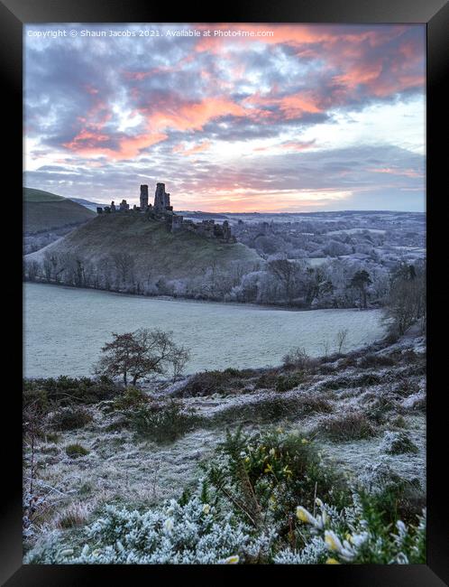 Fire and Ice at Corfe Castle  Framed Print by Shaun Jacobs