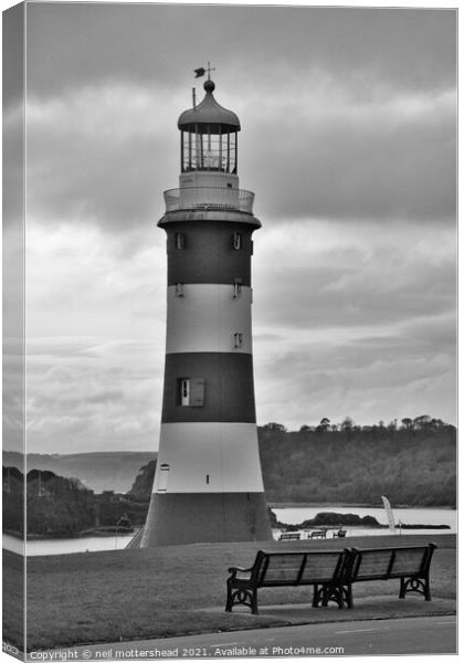 Smeaton's Tower, Plymouth Hoe. Canvas Print by Neil Mottershead