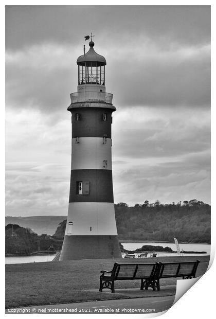 Smeaton's Tower, Plymouth Hoe. Print by Neil Mottershead