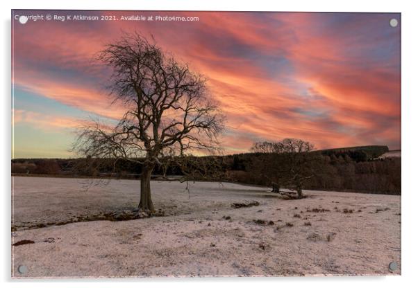 Winter Sunset Derwent Acrylic by Reg K Atkinson