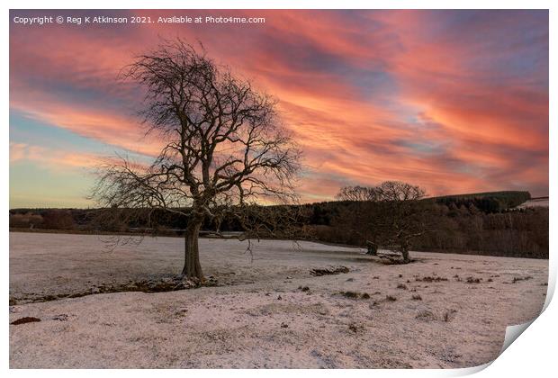 Winter Sunset Derwent Print by Reg K Atkinson