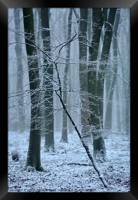Frozen woodland  Framed Print by Simon Johnson
