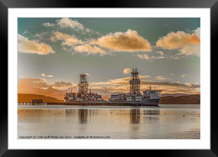 Sunset Over Hunterston Jetty In Ayrshire Framed Mounted Print by Tylie Duff Photo Art