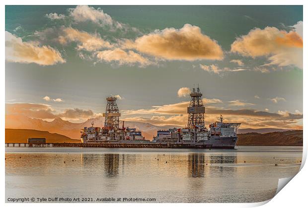 Sunset Over Hunterston Jetty In Ayrshire Print by Tylie Duff Photo Art