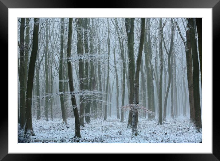 Frosted woodland Framed Mounted Print by Simon Johnson