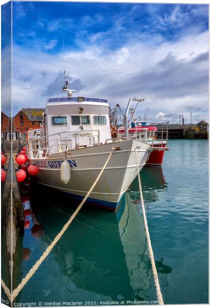 Fishing Boats, Padstow Harbour, Cornwall Canvas Print by Gordon Maclaren