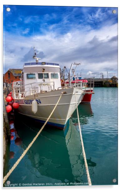 Fishing Boats, Padstow Harbour, Cornwall Acrylic by Gordon Maclaren
