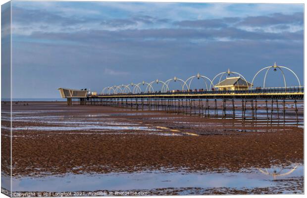 Southport Beach and Pier  Canvas Print by Phil Longfoot