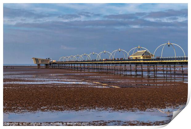 Southport Beach and Pier  Print by Phil Longfoot