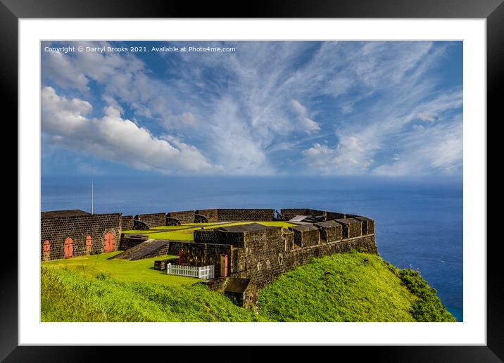 Old Stone Fortress Over Hazy Sea Framed Mounted Print by Darryl Brooks