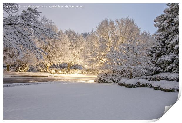 Snowy Street at Night Print by Darryl Brooks