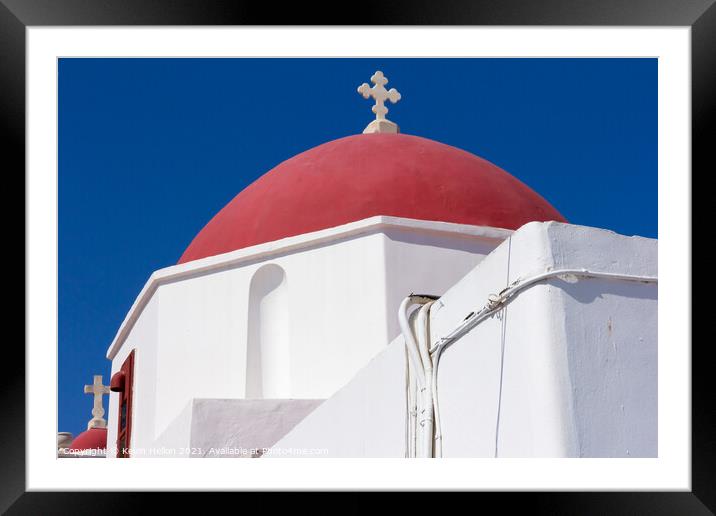 Red dome on church Framed Mounted Print by Kevin Hellon