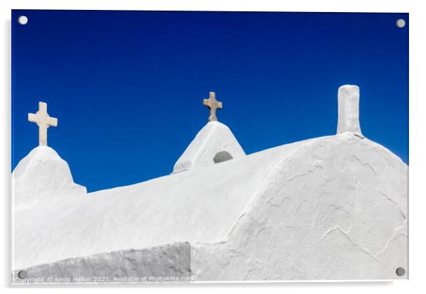 Crosses on Church of Panagia Paraportiani Acrylic by Kevin Hellon