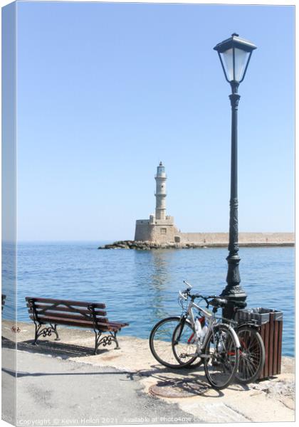 Chania harbour Crete Canvas Print by Kevin Hellon