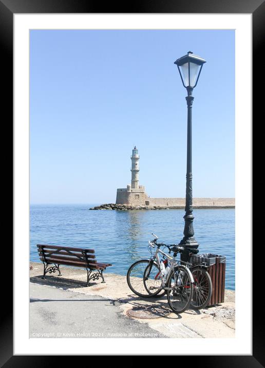 Chania harbour Crete Framed Mounted Print by Kevin Hellon