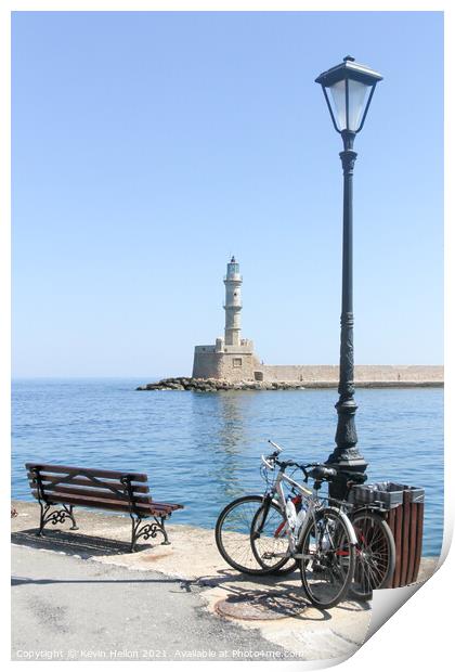 Chania harbour Crete Print by Kevin Hellon