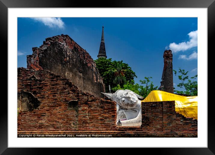 Outdoor Reclining Buddha Framed Mounted Print by Panas Wiwatpanachat