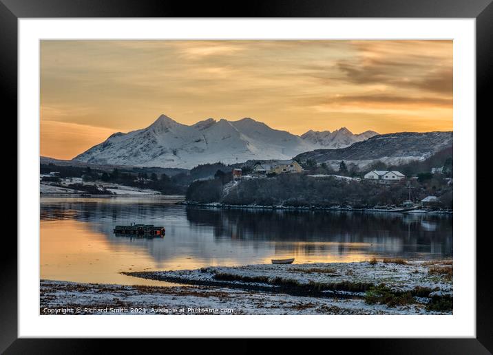 Afternoon light and reflections, Loch portree Framed Mounted Print by Richard Smith