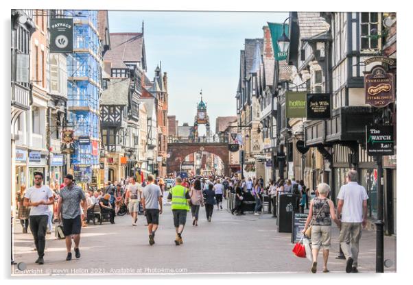 Shoppers walking in Eastgate street Acrylic by Kevin Hellon