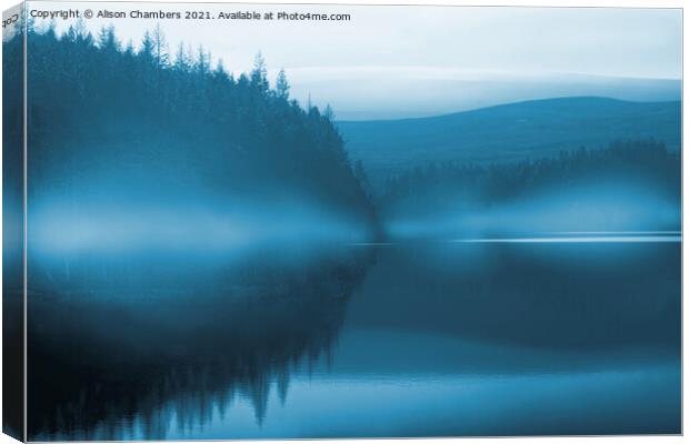 Misty Langsett Reservoir  Canvas Print by Alison Chambers