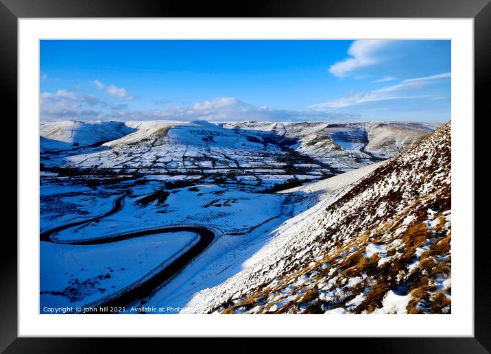 Vale of Edale in Winter at the Peak district in Derbyshire, UK. Framed Mounted Print by john hill