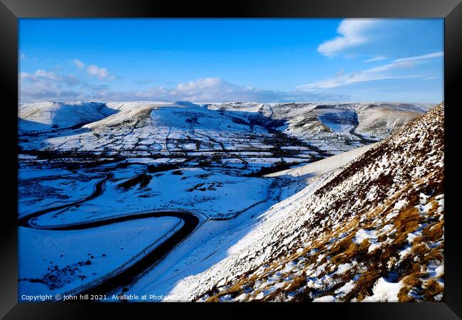 Vale of Edale in Winter at the Peak district in Derbyshire, UK. Framed Print by john hill