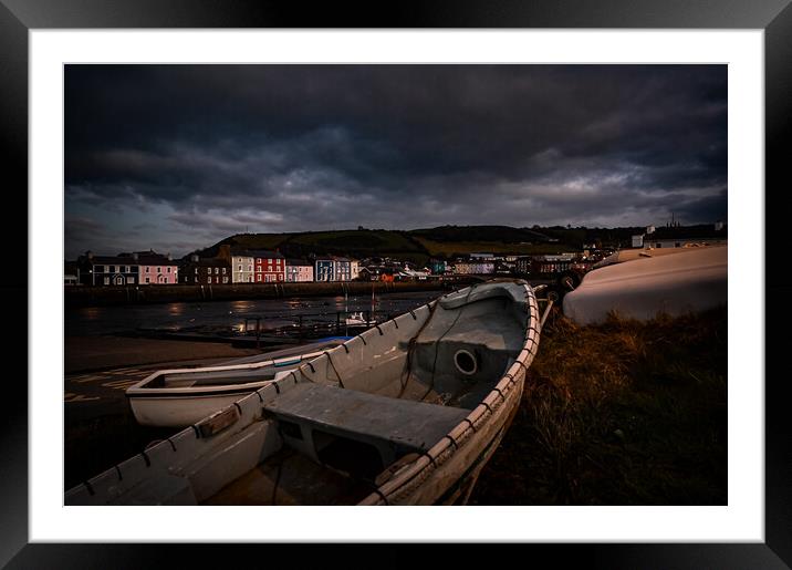 Aberaeron harbour blue hour Framed Mounted Print by Andrew chittock