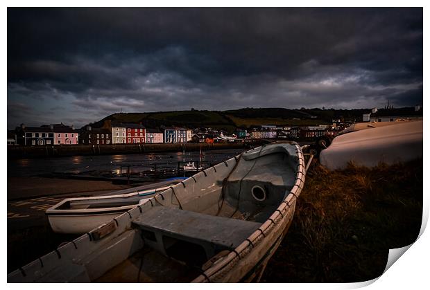 Aberaeron harbour blue hour Print by Andrew chittock