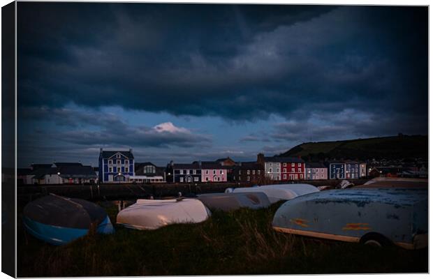 blue hour aberaeron harbour Canvas Print by Andrew chittock