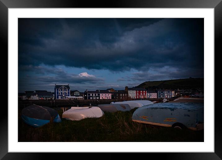 blue hour aberaeron harbour Framed Mounted Print by Andrew chittock