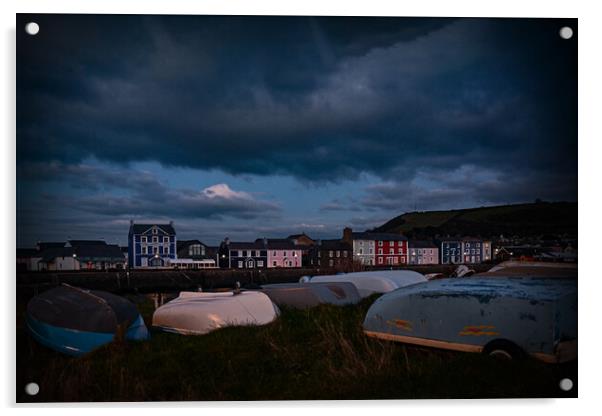 blue hour aberaeron harbour Acrylic by Andrew chittock