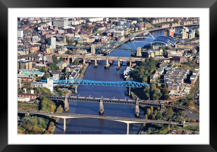 Newcastle River Tyne Bridges Aerial photo Framed Mounted Print by mick vardy