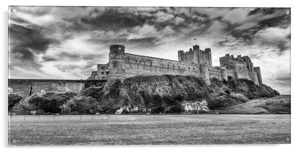 Black and White beauy Bamburgh Castle  Acrylic by Naylor's Photography