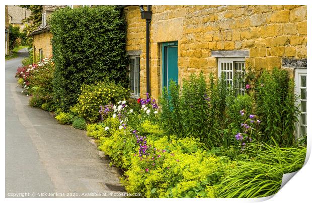 Cottages in Snowshill Cotswolds Gloucestershire Print by Nick Jenkins