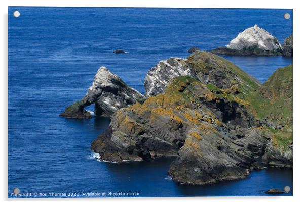 Muckle Flugga Cliffs, Shetland Acrylic by Ron Thomas