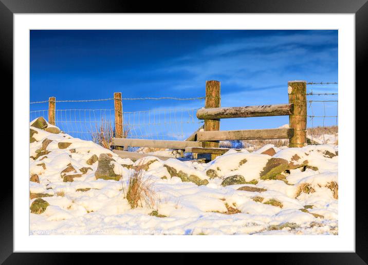 Macclesfield Forest - frosty path to Shutlingsloe Framed Mounted Print by Chris Warham