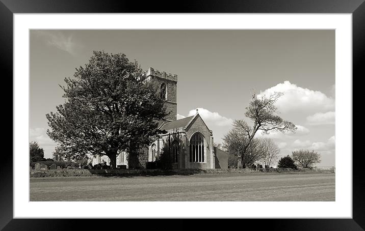 The Parish Church of St Andrew | B&W Framed Mounted Print by Sarah Couzens