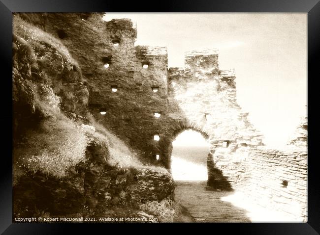 Tintagel Castle, Cornwall in infra-red Framed Print by Robert MacDowall