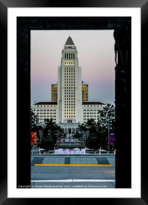 Framed LA City Hall Framed Mounted Print by Panas Wiwatpanachat