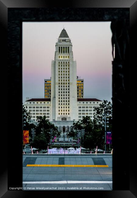 Framed LA City Hall Framed Print by Panas Wiwatpanachat