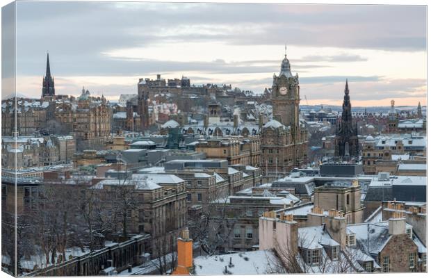 Calton Hill in the Snow Canvas Print by Miles Gray