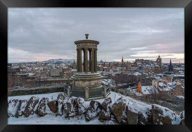 Calton Hill in the Snow Framed Print by Miles Gray