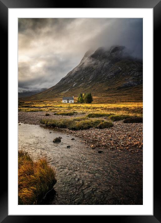 Lagangarbh Hut at Sunrise, Buachaille Etive Mòr Framed Mounted Print by Miles Gray