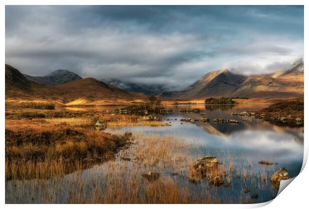 Rannoch Moor and the The Black Mount at Sunrise Print by Miles Gray