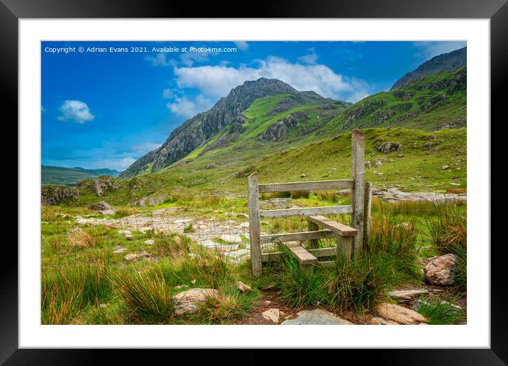 Tryfan Mountain Stile Wales Framed Mounted Print by Adrian Evans